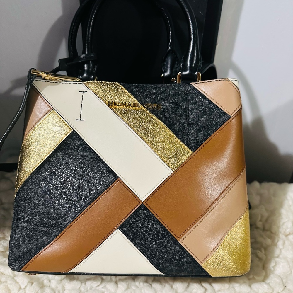 Michael Kors Black and Gold Patchwork Handbag